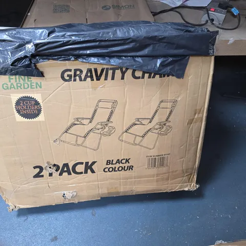 BOXED FINE GARDEN GRAVITY CHAIRS – 2 PACK, BLACK