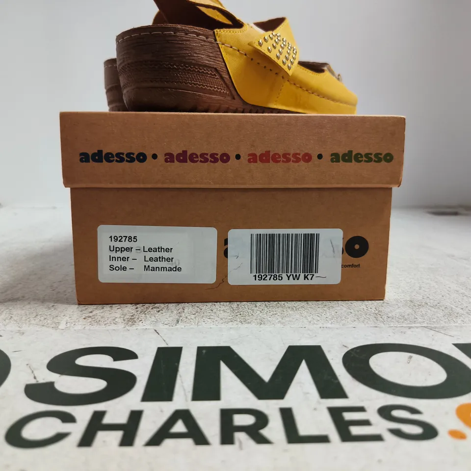 ADESSO YELLOW LEATHER SANDALS – WOMEN'S, STUDDED STRAP DETAIL SIZE 39 (UK 7)
