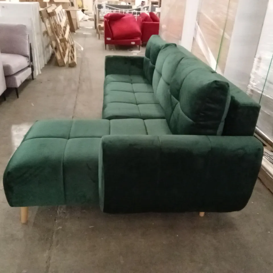 HOLLAWAY REVERSIBLE CORNER SOFA BED - DARK GREEN VELVET