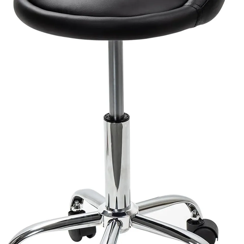 BOXED DISPLAY4TOP BLACK ADJUSTABLE ROLLING STOOL