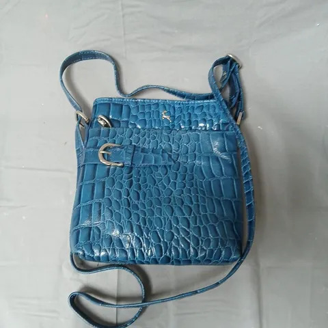 ASHWOOD BLUE CROCODILE-TEXTURE CROSSBODY BAG