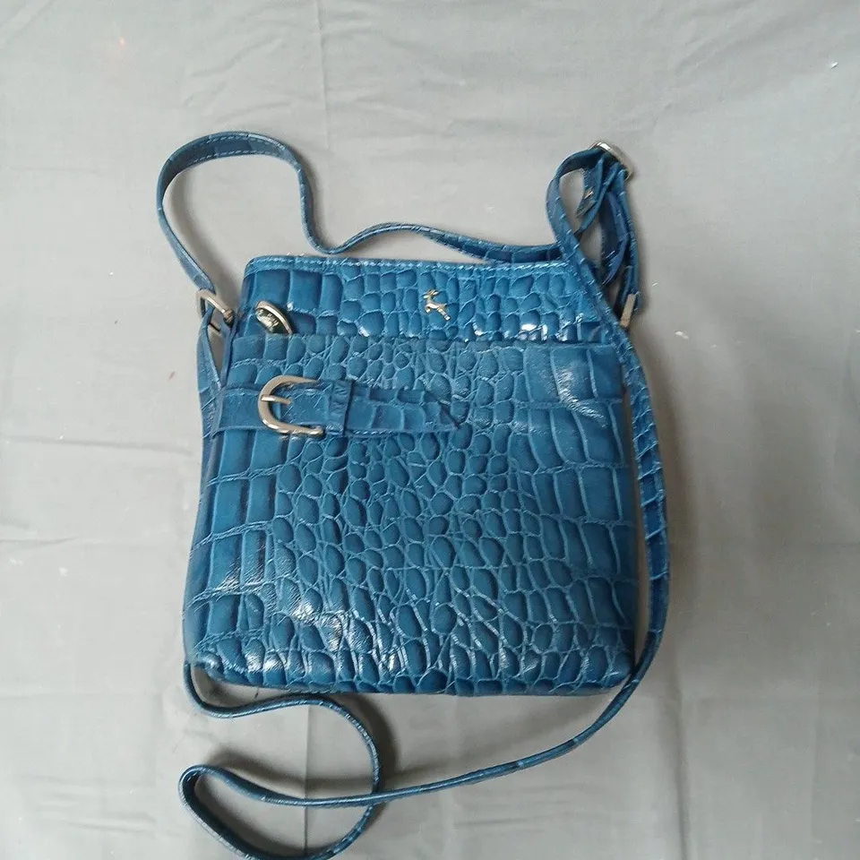 ASHWOOD BLUE CROCODILE-TEXTURE CROSSBODY BAG
