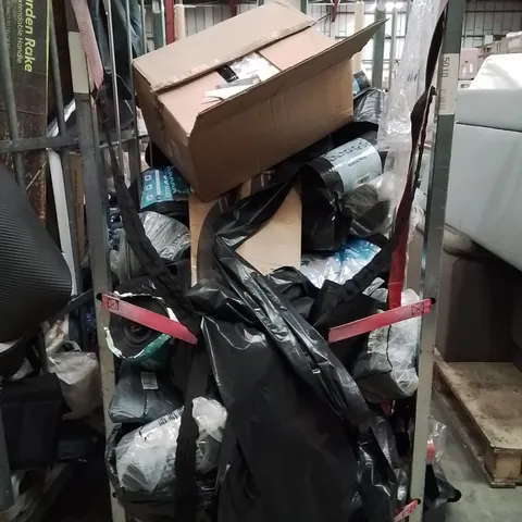 CAGE OF ASSORTED HOUSEHOLD GOODS AND PRODUCTS TO INCLUDE;BLANKET,BIN BAGS,SUITCASE