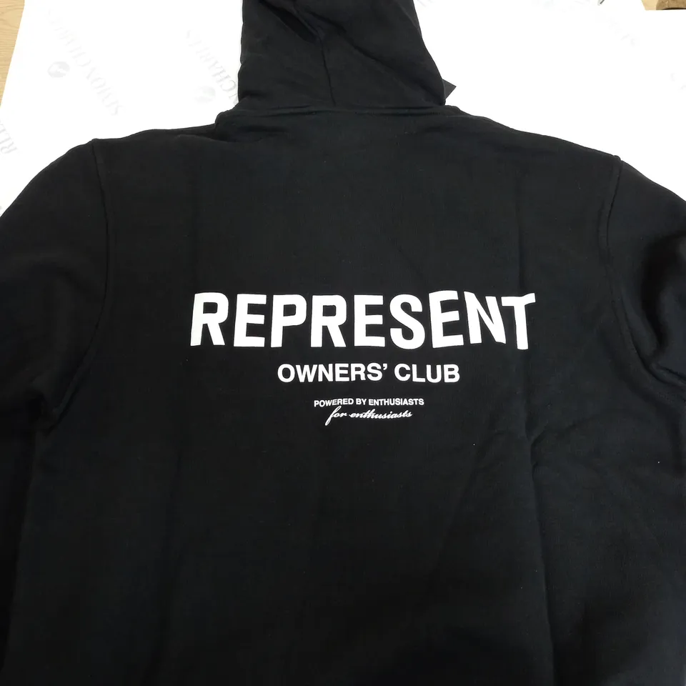 REPRESENT BLACK PLAIN LOGO HOODIE - XS