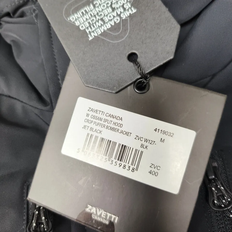 ZAVETTI CANADA CROP PUFFER BOMBER JACKET - BLACK - M