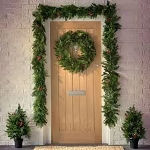GARDEN STORIES 'DRESS YOUR DOOR COLLECTION' 180CM PRE-LIT OUTDOOR GARLAND