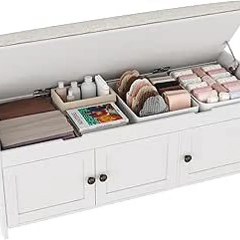 BOXED HOMEFORT 41.3" SHOE BENCH WITH LIFT TOP STORAGE - WHITE