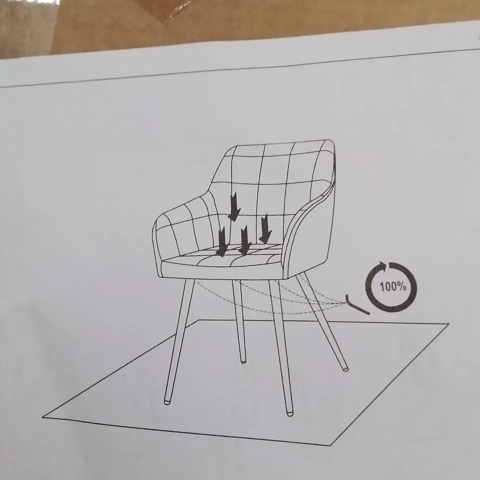 A BOXED PAIR OF FAUX LEATHER UPHOLSTERED DINING ROOM/SIDE CHAIRS IN GREY