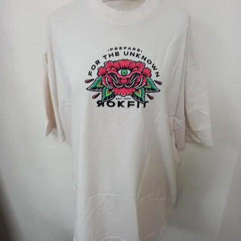 ROKFIT CREAM COTTON TEE - XL