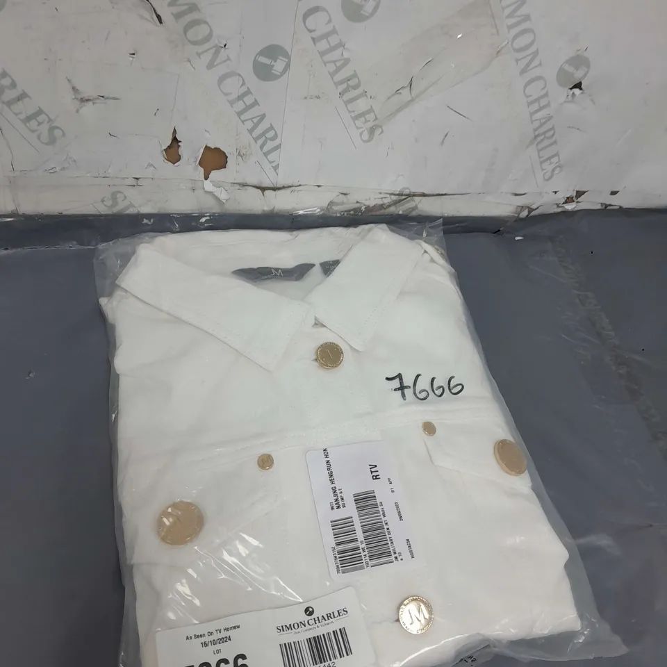 JM FASHION BY JULIEN MACDONALD MILITARY STYLE TWILL JACKET WHITE SIZE 18
