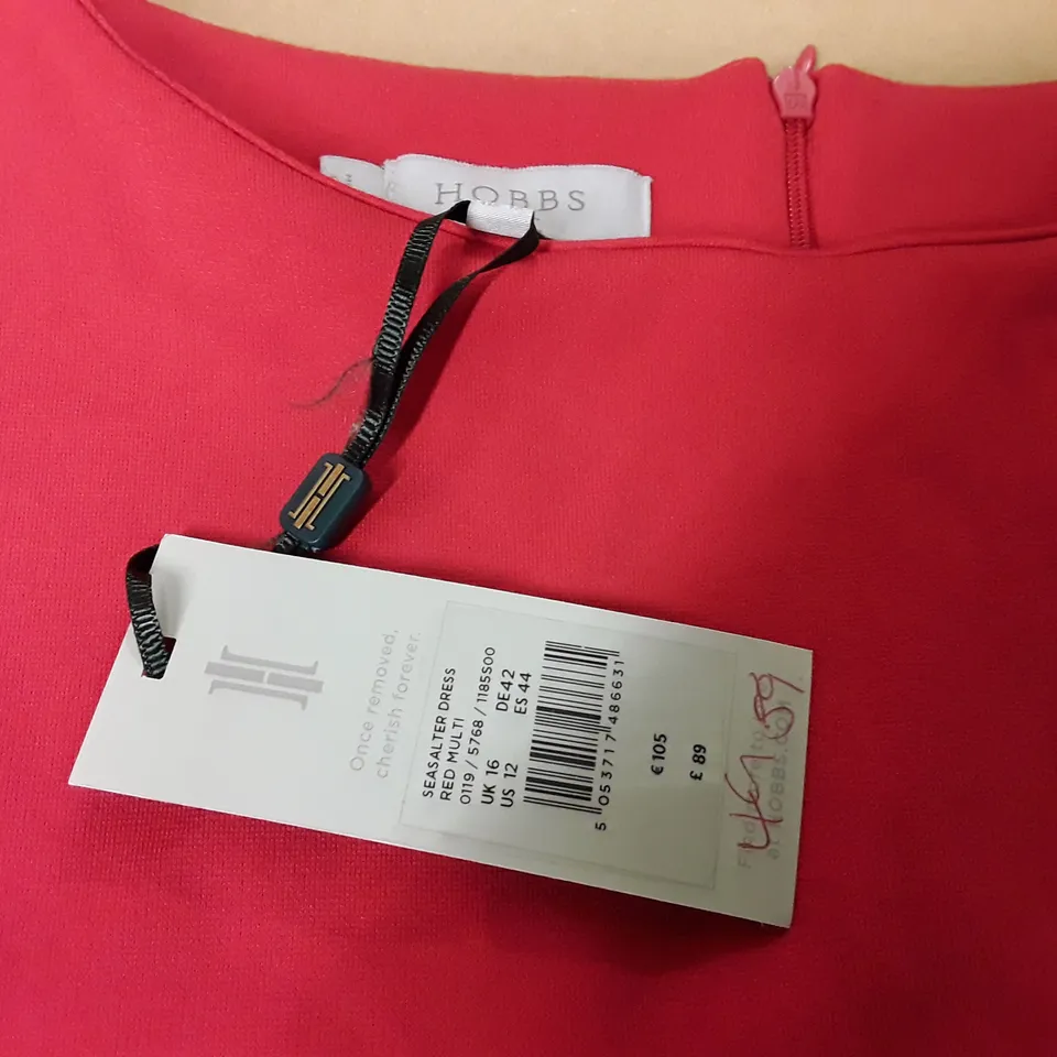 HOBBS SEASALTER DRESS IN RED MULTI - UK 16