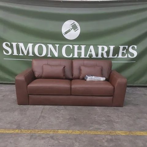 QUALITY DESIGNER ARDEN 4 SEATER LEATHER SOFA - BROWN 
