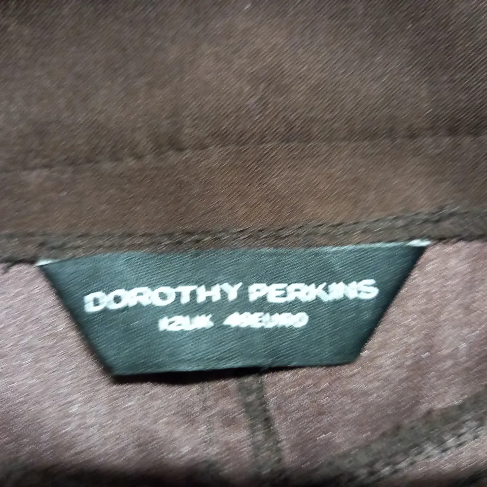 DOROTHY PERKINS BROWN SUEDETTE SKIRT - SIZE 12