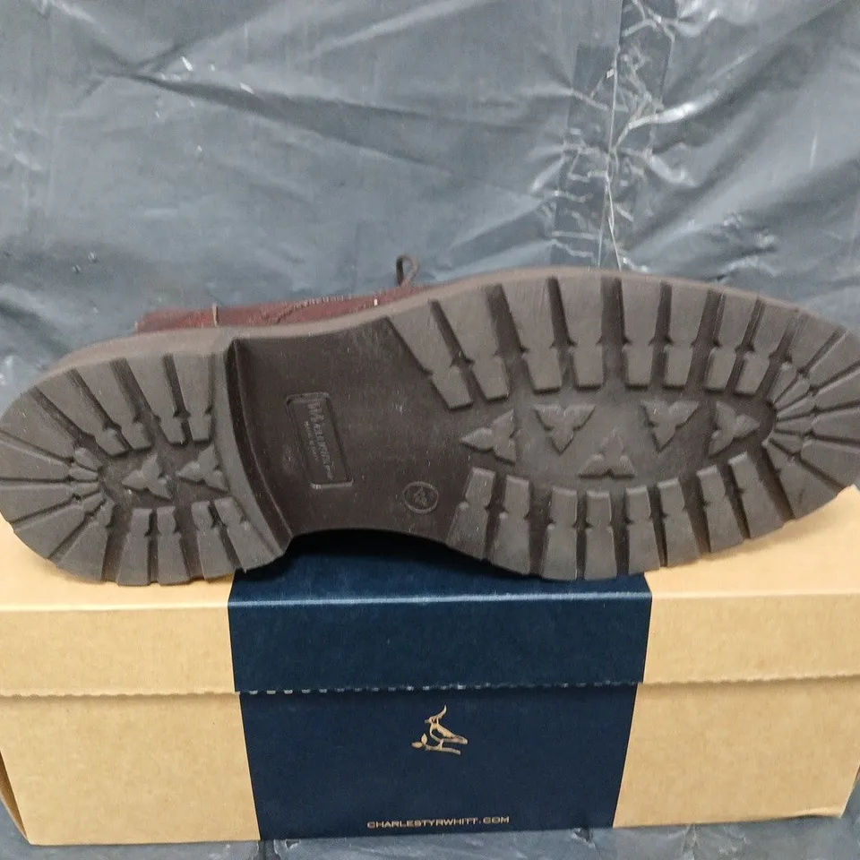 BOXED PAIR OF CHARLES TYRWHITT MAHOGANY GRAIN BROGUE BOOT - UK SIZE 8