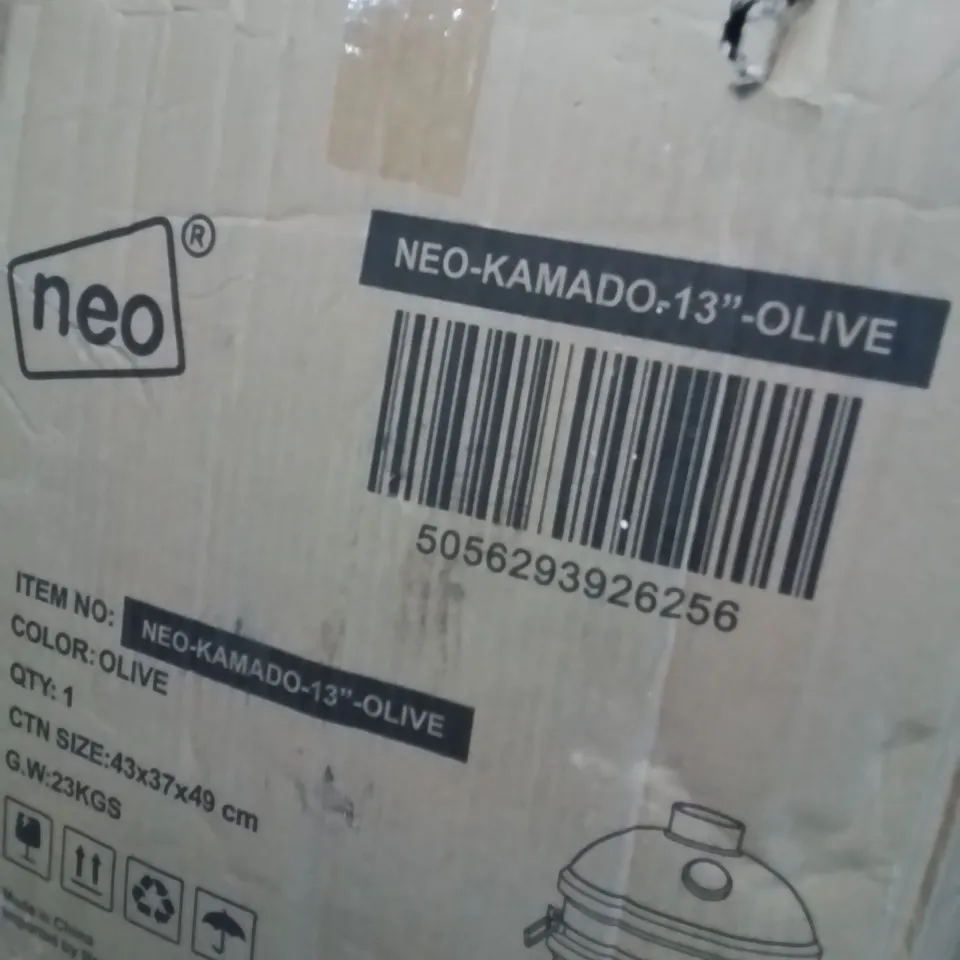 BOXED NEO KAMADO 13" CERAMIC MINI BBQ GRILL - OLIVE