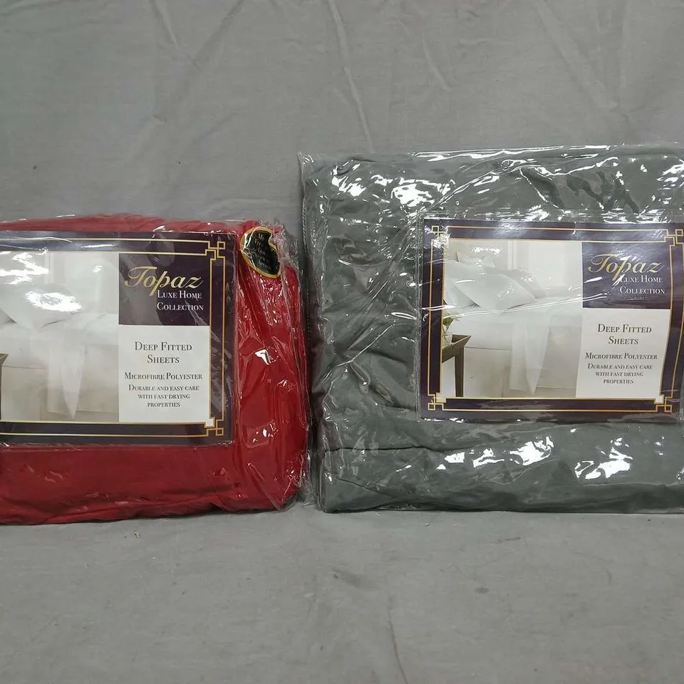 BOX OF APPROXIMATELY 10 ASSORTED TOPAZ FITTED SHEETS - COLOURS AND SIZES VARY