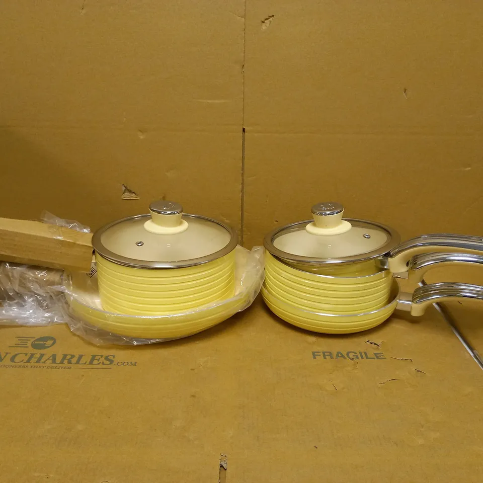 SWAN RETRO PAN SET WITH EASY CLEAN NON-STICK CERAMIC COATING