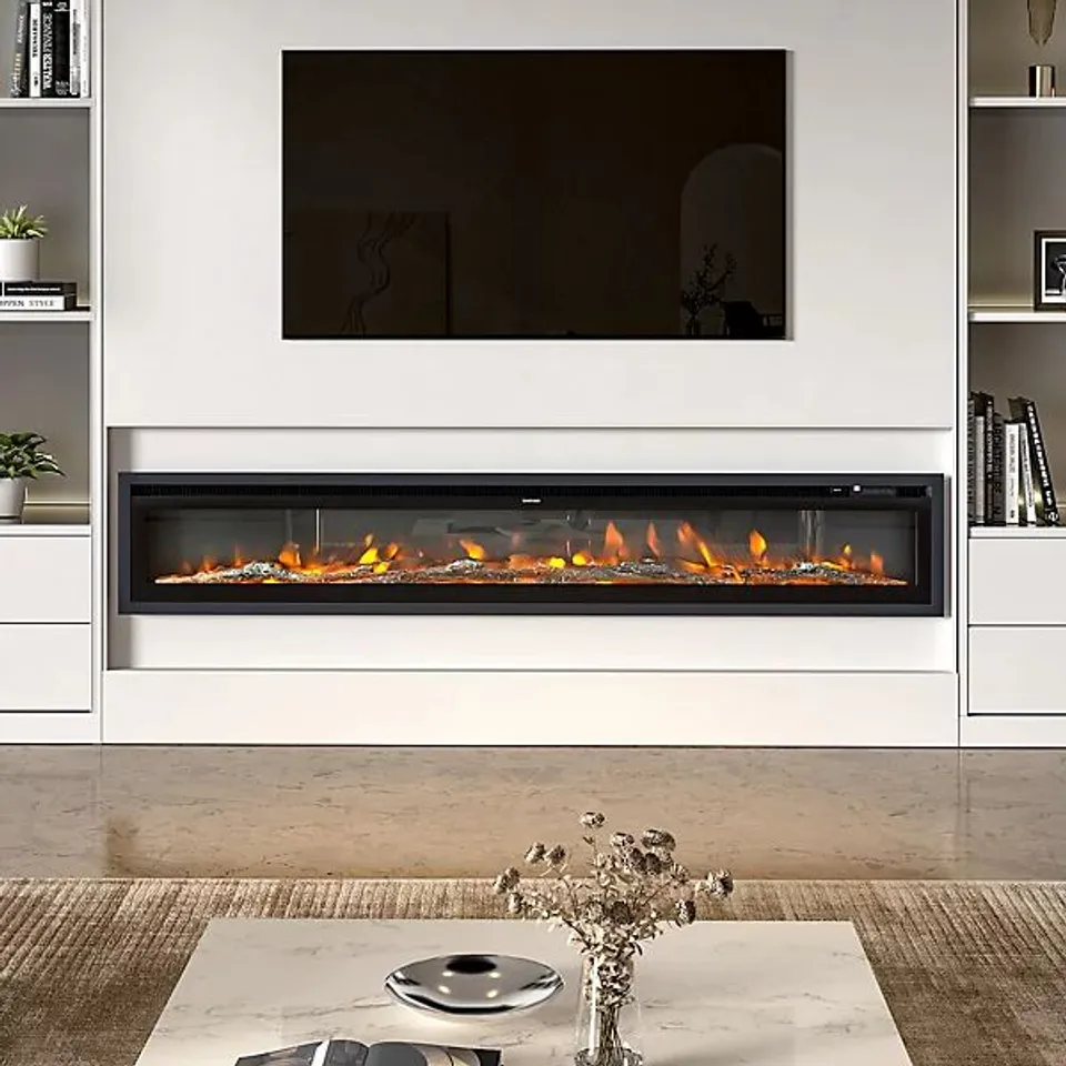 BOXEE WALL MOUNT ELECTRIC FIREPLACE WITH REMOTE INCLUDED, 12 FLAME COLOUR