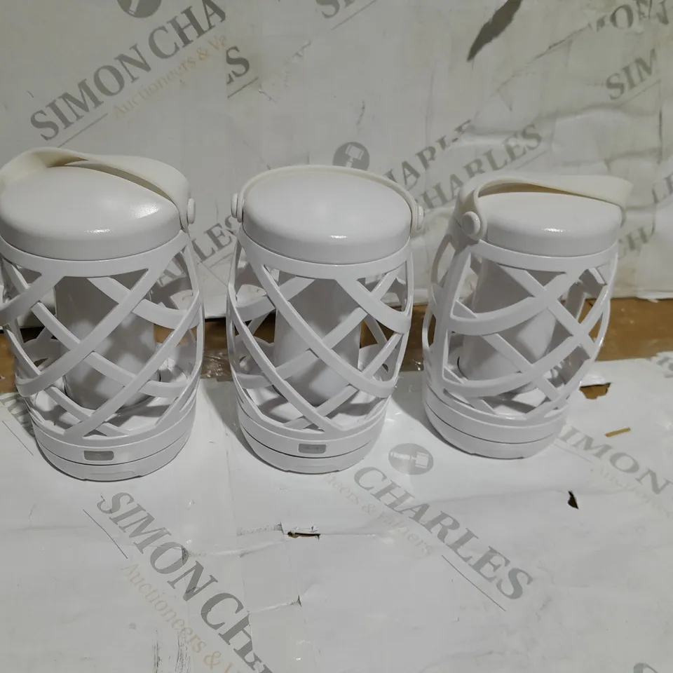 AURAGLOW SET OF 3 FLAME EFFECT LANTERNS WITH TIMER