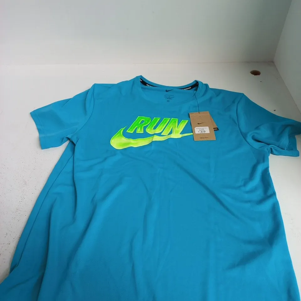 NIKE RUNNING DRI-FIT T‑SHIRT – TURQUOISE, SIZE M