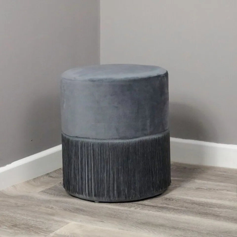 BOXED CROFT GREY STOOL 39 X 39 X 14CM