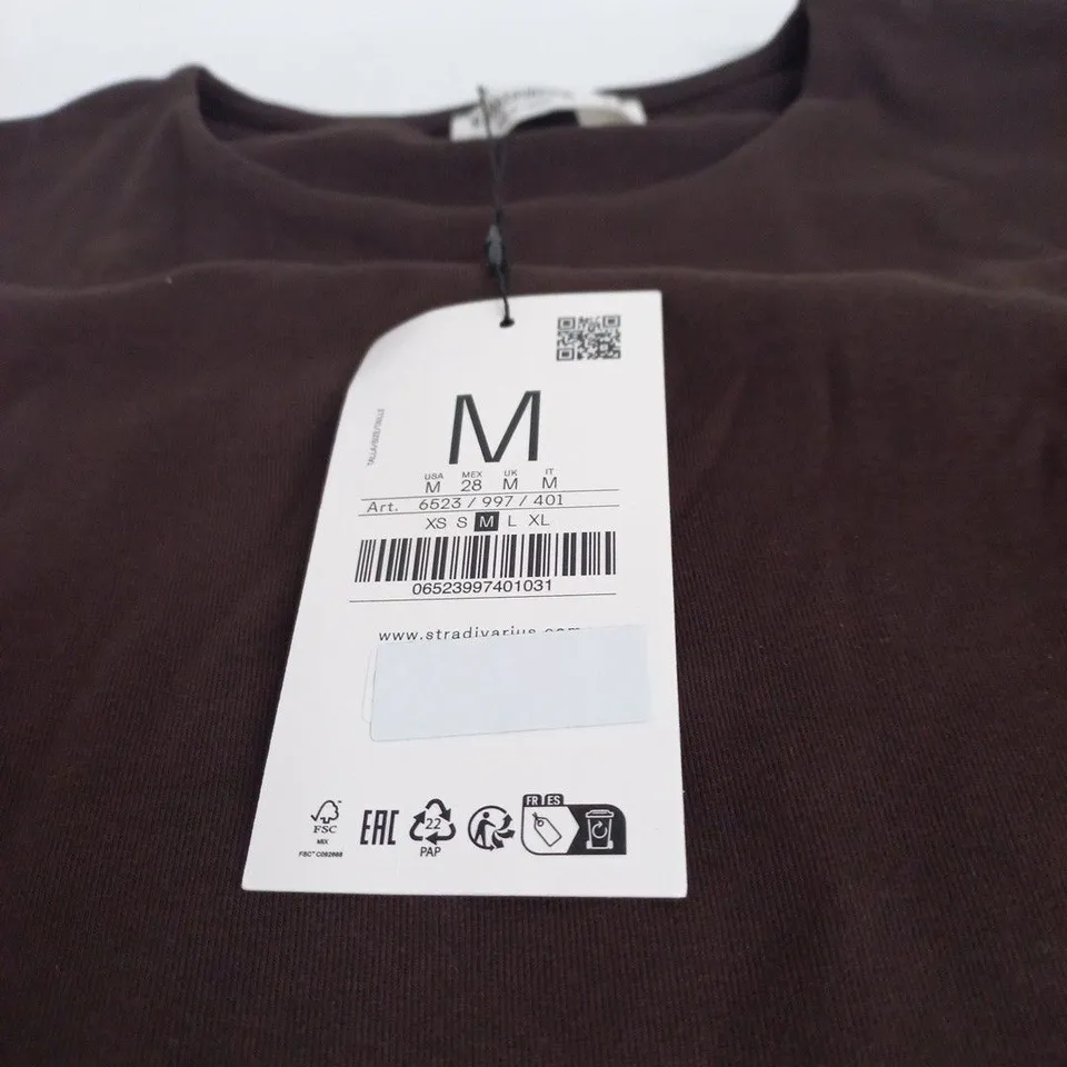 STRADIVARIUS BASICS BROWN LONG-SLEEVE TOP – UK M