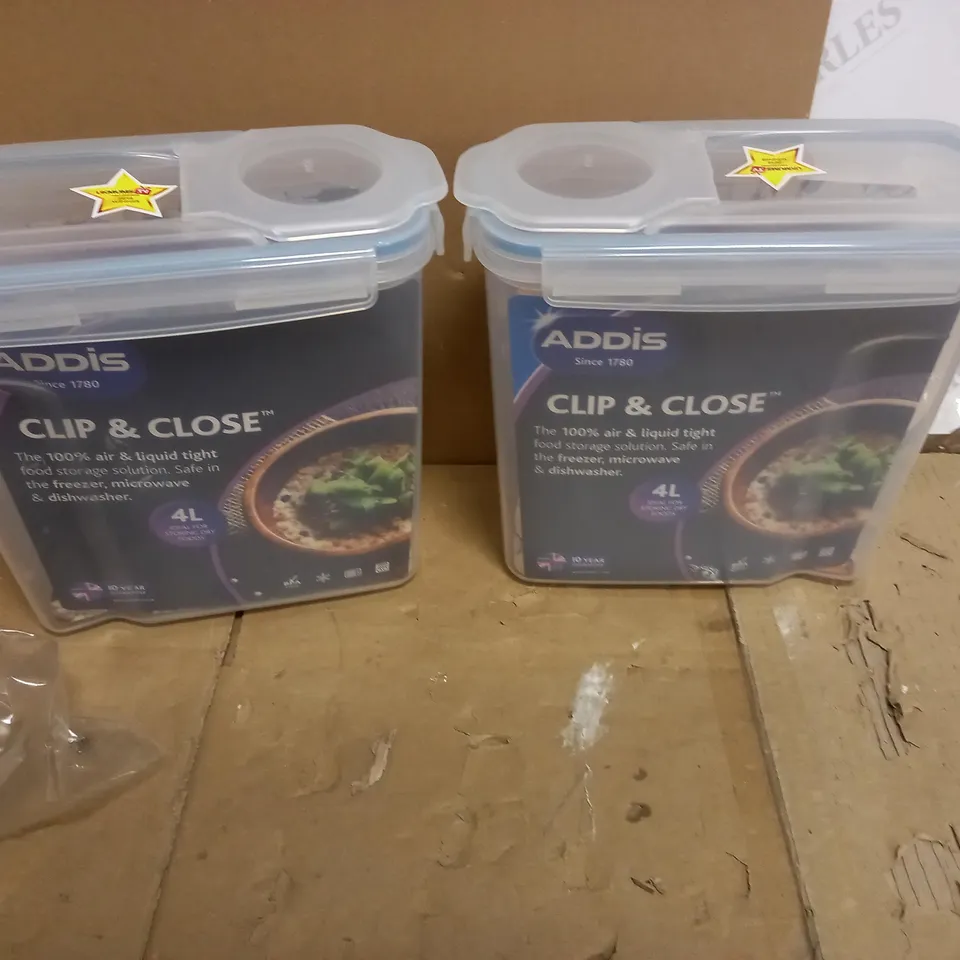 TWO ADDIS  CLIP  & CLOSE SET 4L RRP £29.98