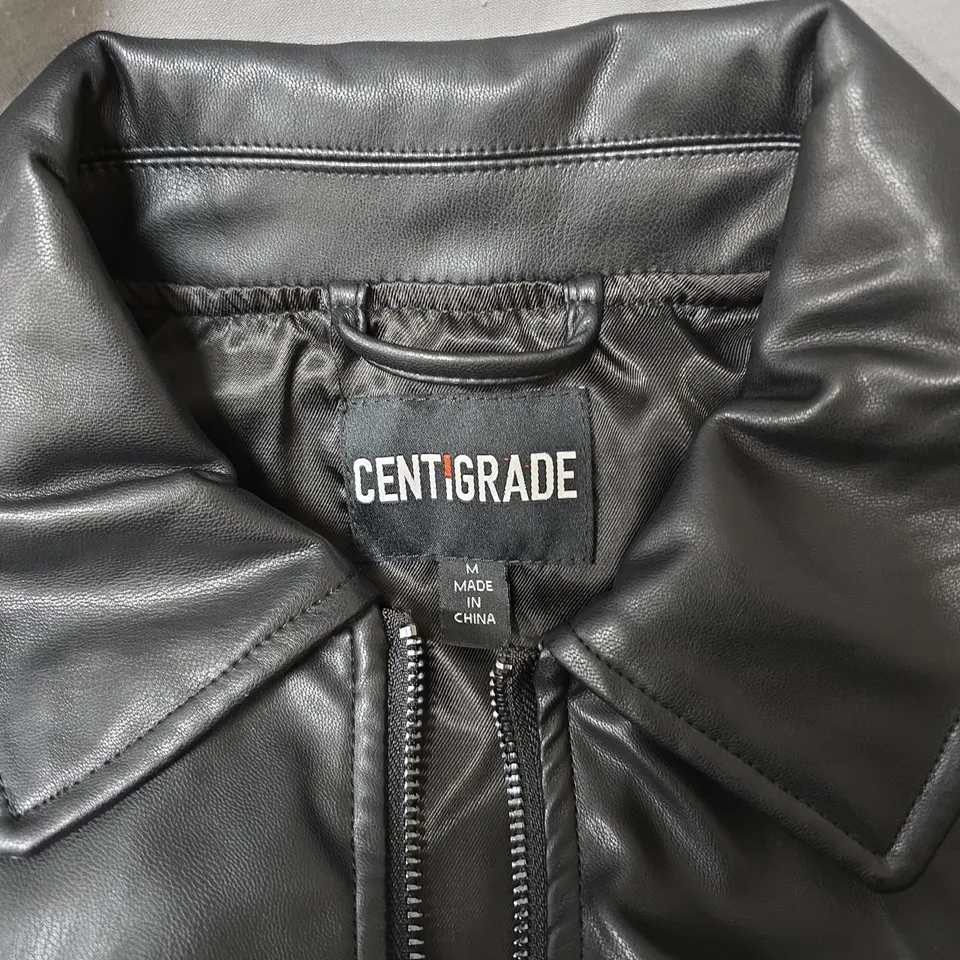 CENTIGRADE BLACK LEATHER-LOOK JACKET – MEN’S, SIZE M