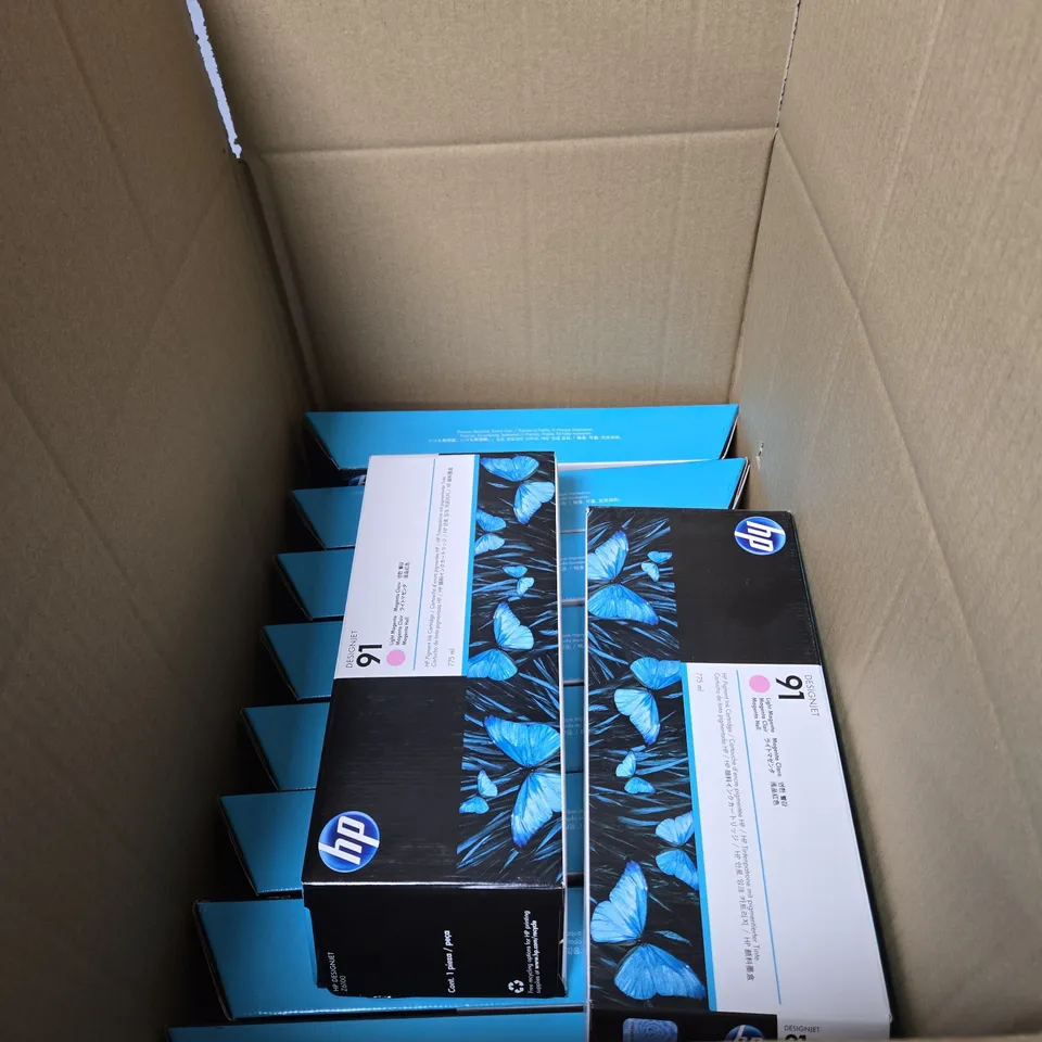 APPROXIMATELY 10 X HP DESIGNJET 91 LIGHT MAGENTA INK CARTRIDGE – 775 ML, BOXED
