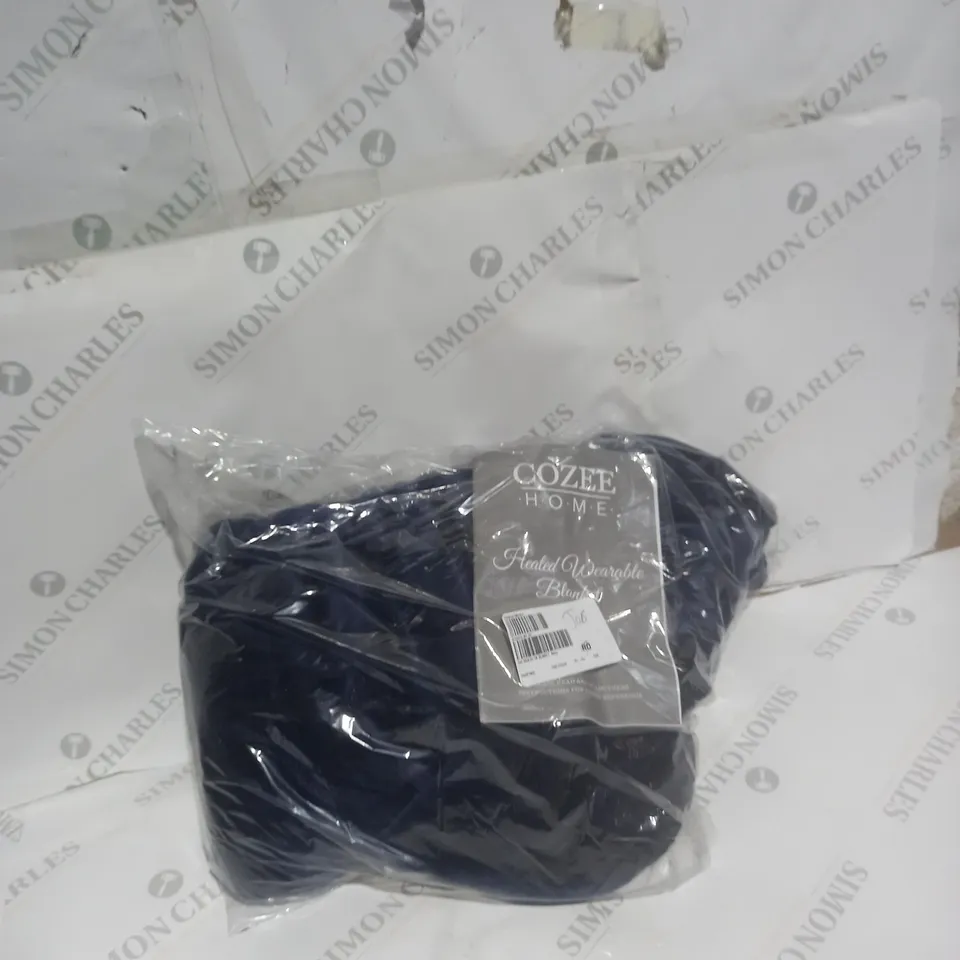 COZEE HOME HEATED PLUSH WEARABLE TV BLANKET IN NAVY