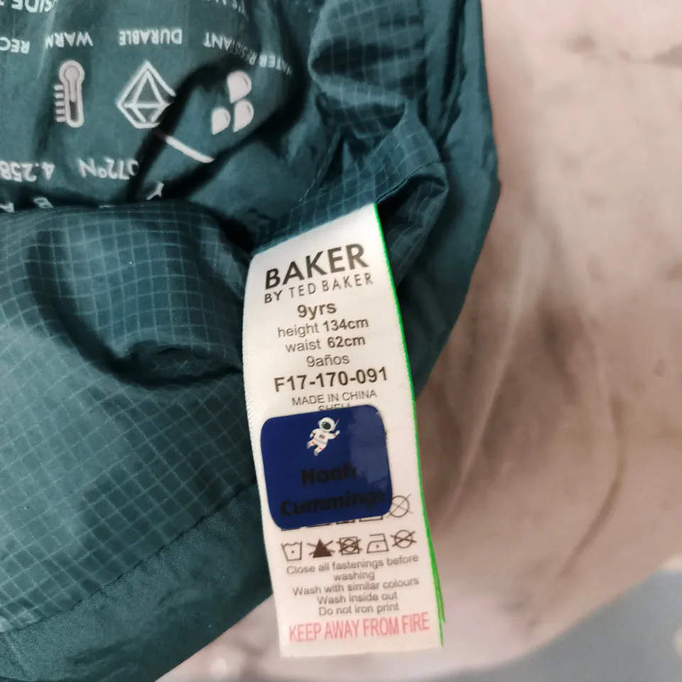 BAKER BY TED BAKER KIDS PUFFER JACKET – TEAL, UK 9 (9YRS) 134CM