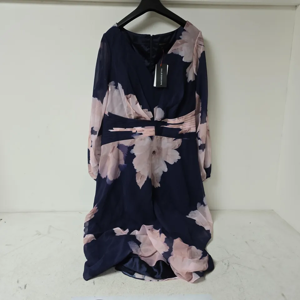 KALEIDOSCOPE NAVY PRINT MIDI DRESS - SIZE 20