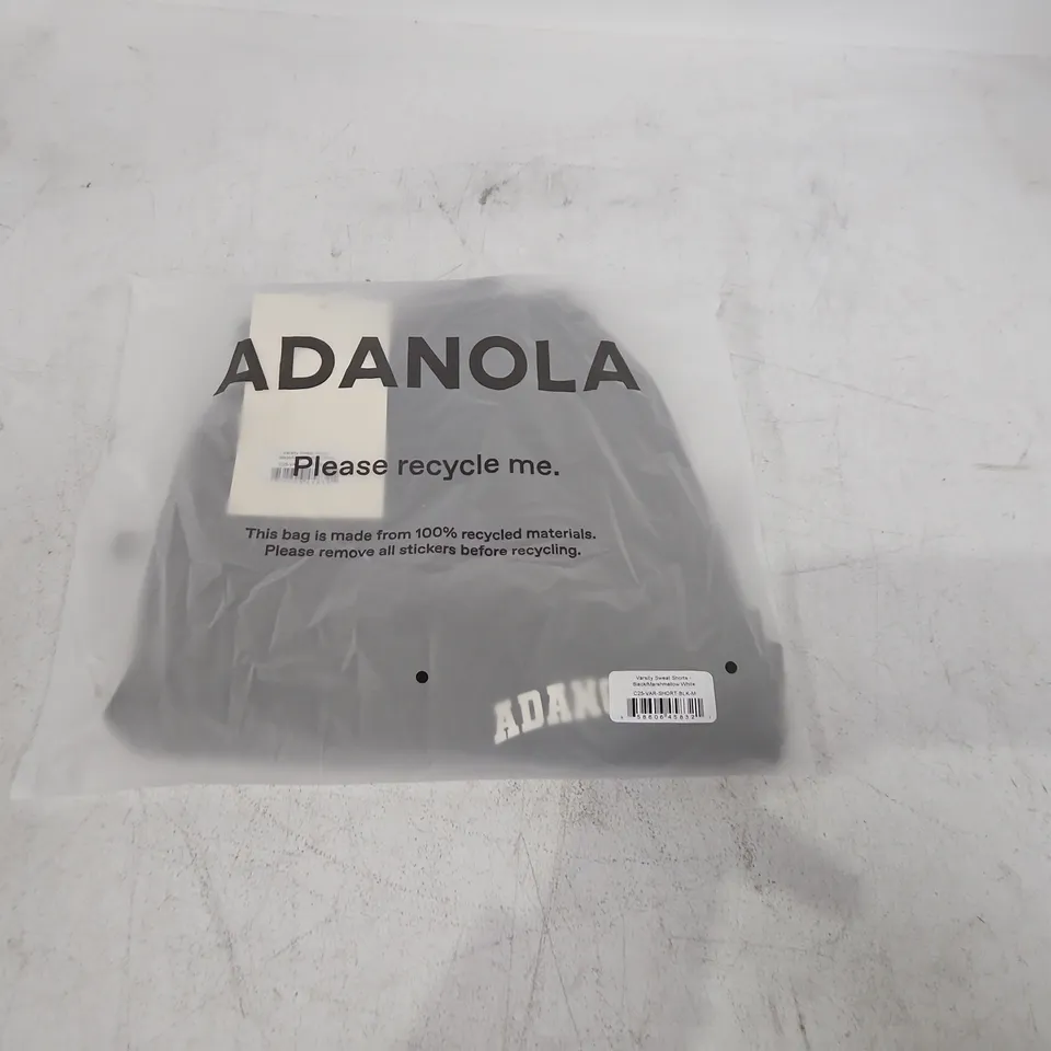 BAGGED ADANOLA VARSITY SWEAT SHORTS - BLACK/MARSHMALLOW WHITE, UK M