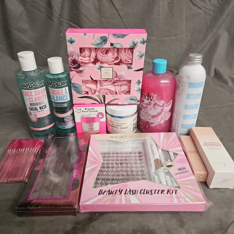 APPROXIMATELY 20 ASSORTED HEALTH & BEAUTY PRODUCTS TO INCLUDE - CHOCOLATE EYESHADO PALETTE - SOAP & GLORY CLARIFYING TONER - DIZZY PANDA PEPTIDE FACE CREAM - ETC