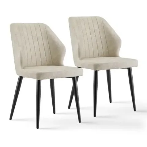 BOXED SET OF 2 CAROL UPHOLSTERED DINING CHAIRS - CREAM (1 BOX)