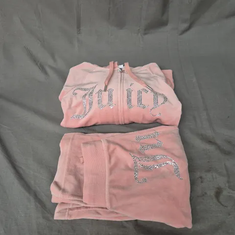 JUICY COUTURE VELOUR RHINESTONE TRACKSUIT IN BLUSH PINK SIZE XXS