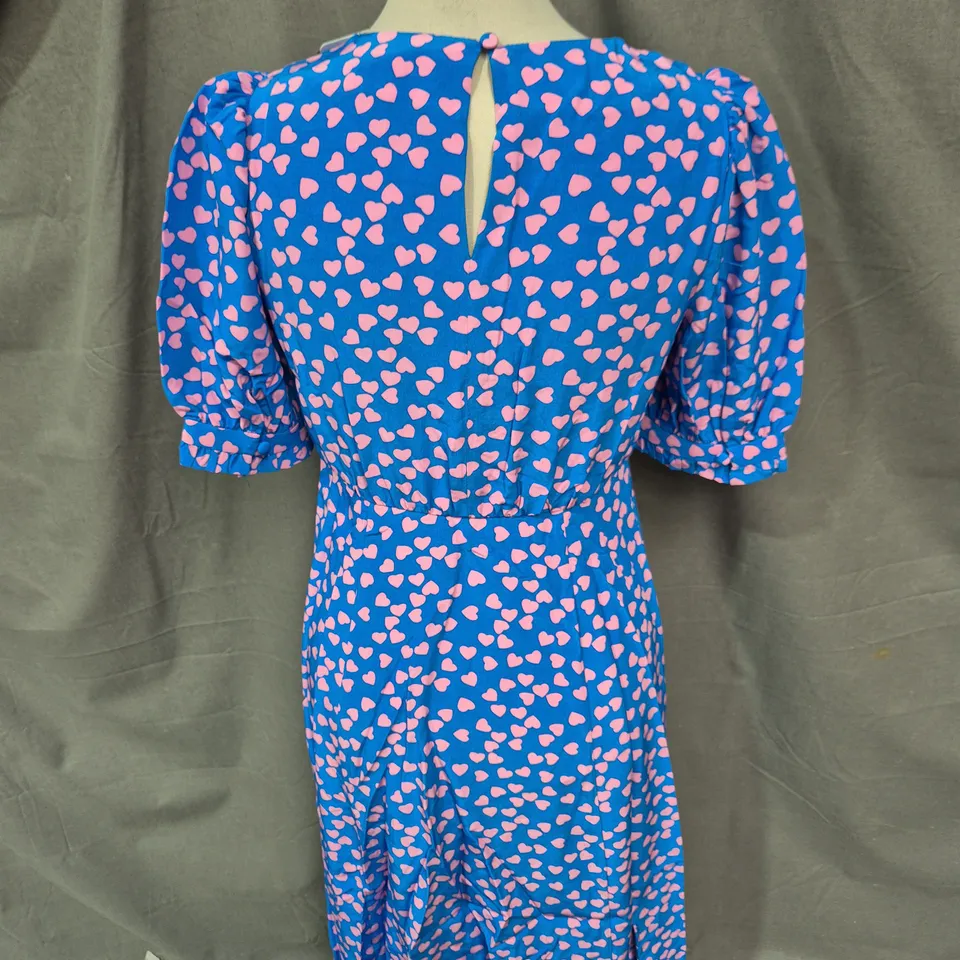 BODEN WOMEN'S BLUE HEART PRINT DRESS – UK 6P