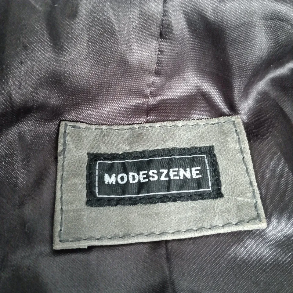 MODESZENE LEATHER BIKER JACKET – BROWN, UK 12