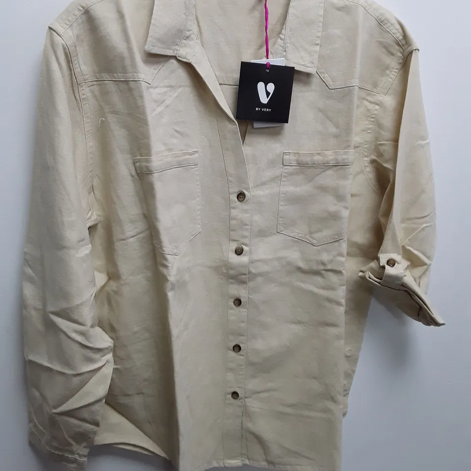 VERY LONG SLEEVE SHIRT IN STONE - UK 14
