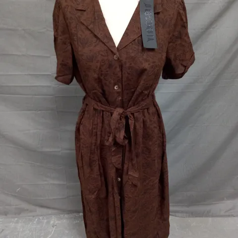 DISTURBIA ROSAMOTH MIDI SHIRT DRESS IN BROWN SIZE 10