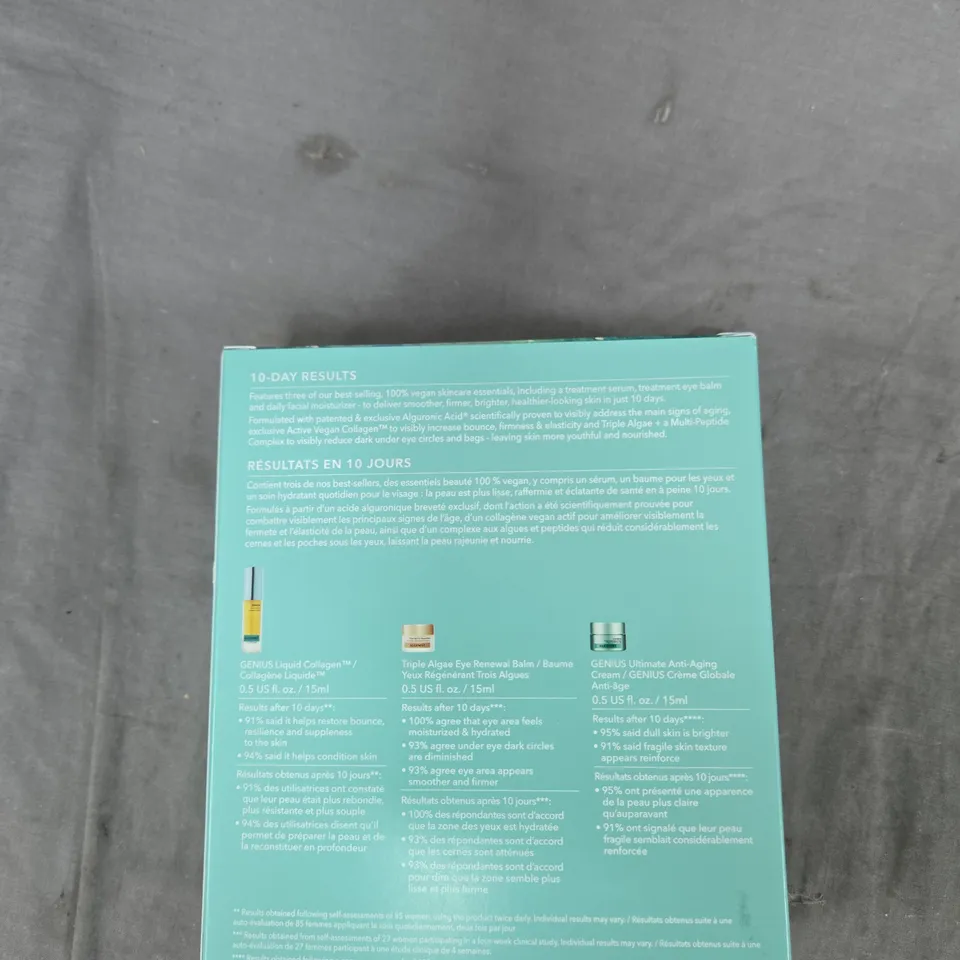 ALGENIST GENIUS 3-PIECE SKINCARE SET: LIQUID COLLAGEN SERUM, EYE RENEWAL BALM & ANTI-AGING CREAM 