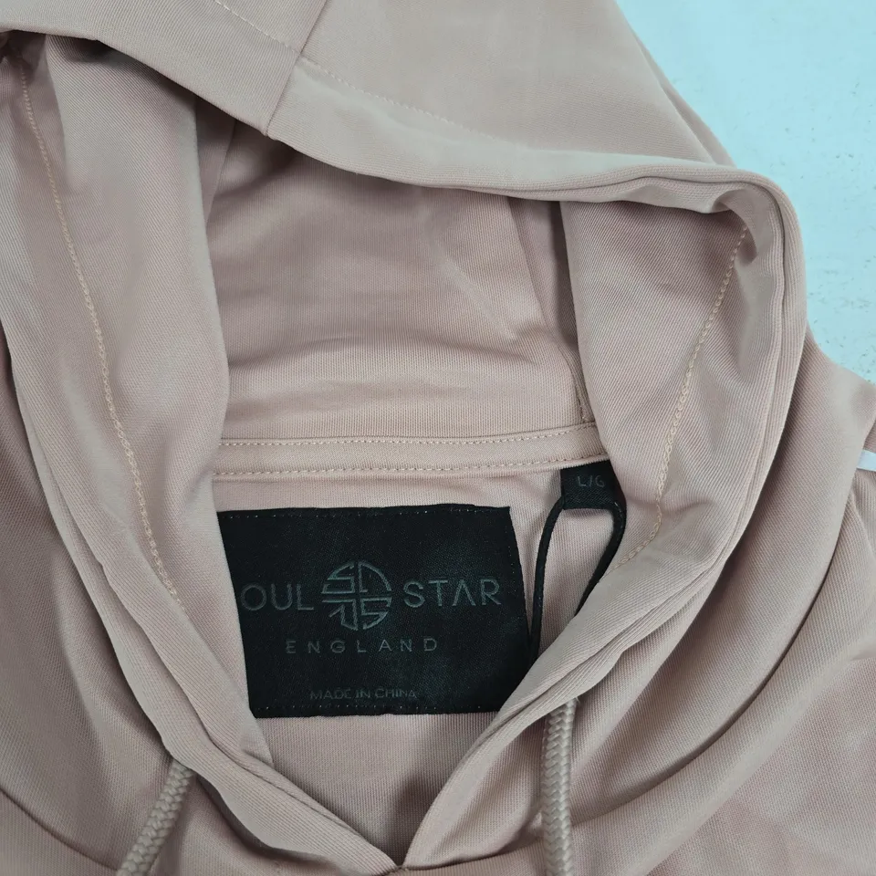 SOUL STAR ROGAN PLAIN HOODIE – PINK, UK SIZE L (MEN'S)