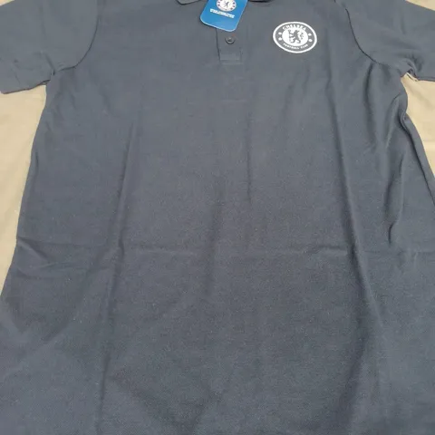 CHELSEA FOOTBALL CLUB POLO SHIRT, NAVY - UK SIZE S