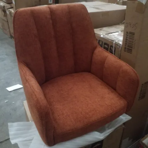 BOXED DARK ORANGE FABRIC UPHOLSTERED DINING CHAIR