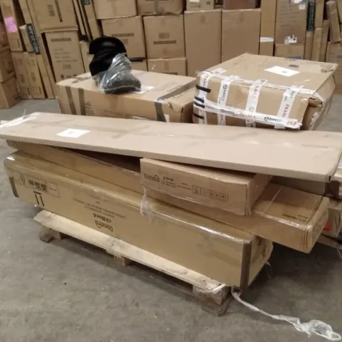 PALLET OF ASSORTED DESIGNER INCOMPLETE FURNITURE PARTS AND PIECES 