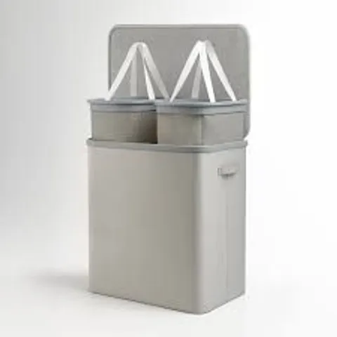 BOXED KEPLIN HOME 170L TRIPLE LAUNDRY BASKET - GREY (1 BOX)