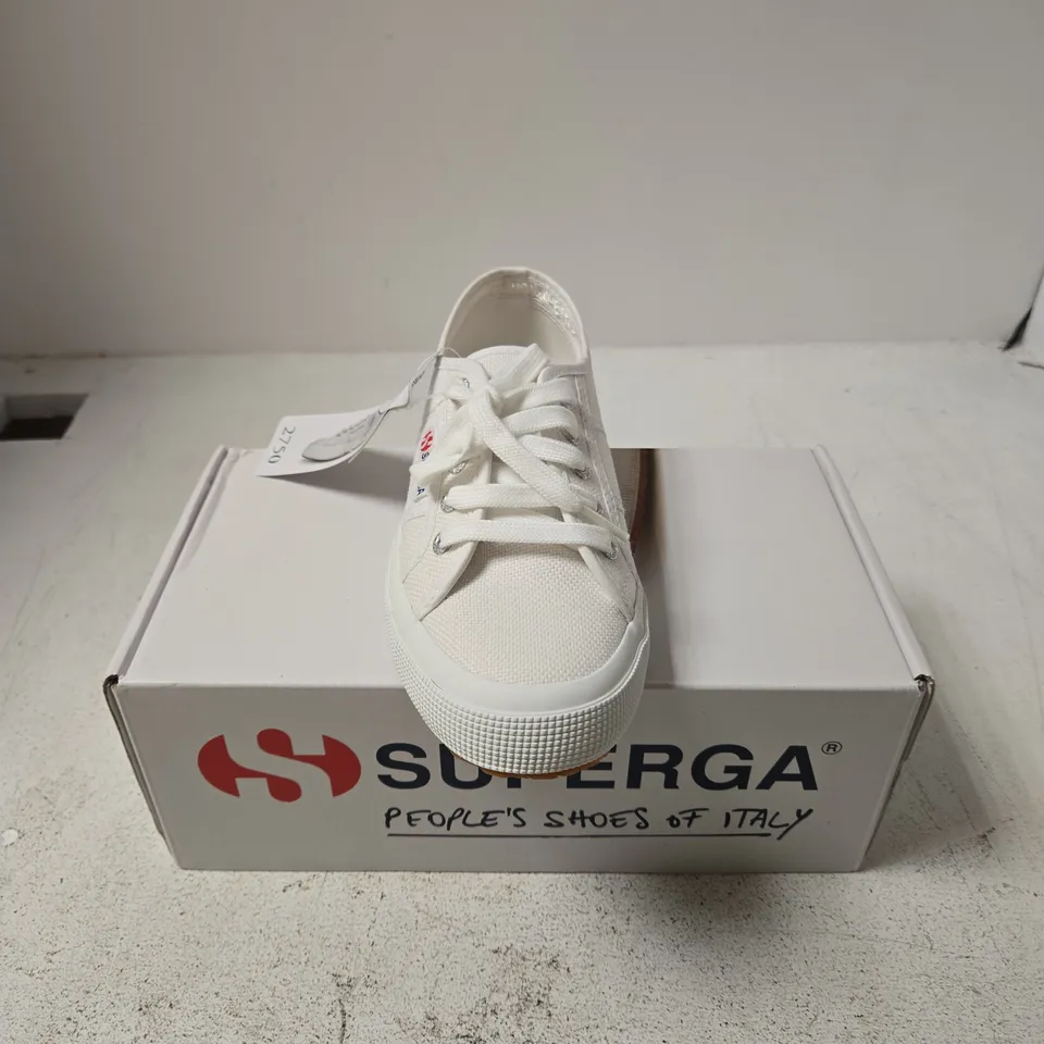 SUPERGA 2750 COTU CLASSIC WHITE CANVAS SNEAKERS – UK 3.5
