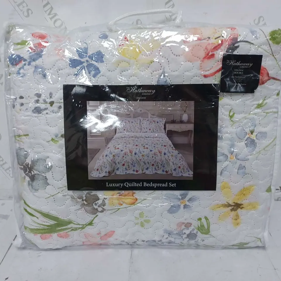 EMMA BARCLAY THE HATHAWAY COLLECTION LUXURY QUILTED BEDSPREAD SET IN FLORAL - DOUBLE