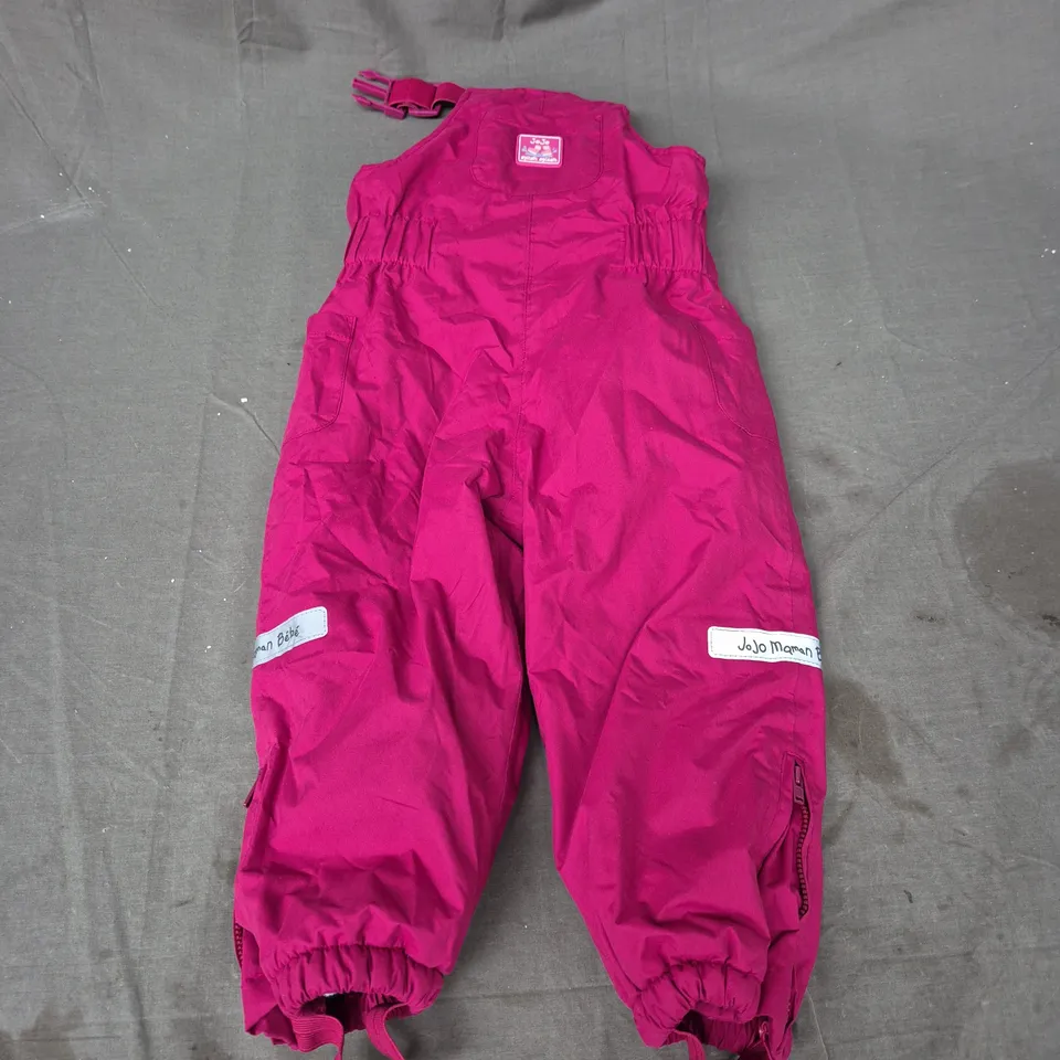 JOJO MAMAN BEBE WATER RESISITANT DUNGAREES IN FUSCIA SIZE 2-3YRS