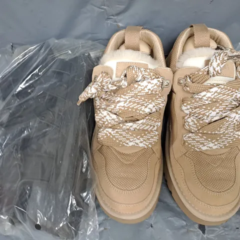 BOX OF APPROXIMATELY 10 ASSORTED PAIRS OF SHOES AND FOOTWEAR ITEMS IN VARIOUS COLOURS, STYLES, AND SIZES - COLLECTION ONLY